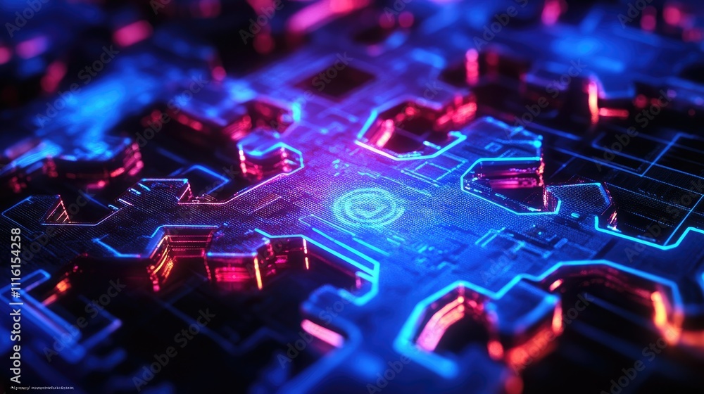 Leinwandbilder futuristic digital circuit design showcasing automation and optimization in industrial workflows wit