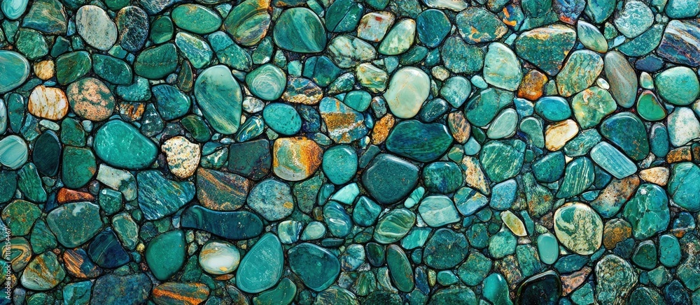 Aufkleber emerald green stone pebbles creating a luxurious abstract background texture for upscale brand desig