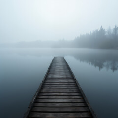 Obraz premium old wooden bridge over lake