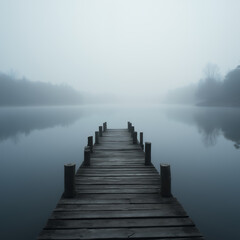 Fototapeta premium old wooden bridge over lake