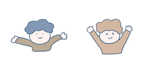 Obraz premium バンザイで喜ぶ人のイラスト8