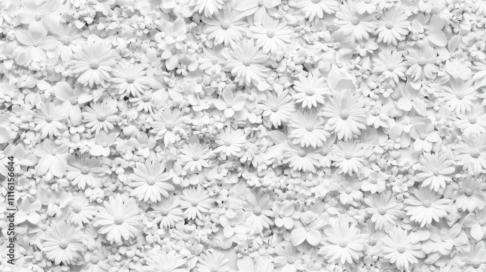 Aufkleber textured background of intricately arranged white flowers creating a soft and elegant floral pattern