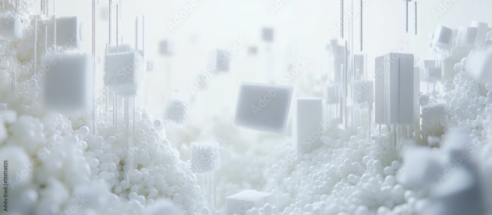 Aufkleber abstract landscape of white sugar cubes and spherical elements creating a surreal minimalist scene r