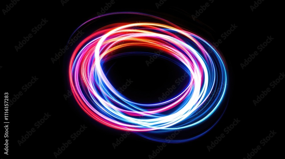 Aufkleber Vibrant glowing circles of light in darkness creating an abstract colorful pattern for artistic and design purposes