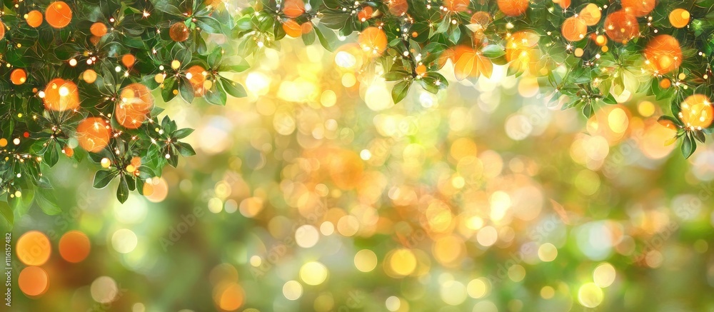 Poster festive blurred background of vibrant lights and foliage creating a warm and enchanting atmosphere f