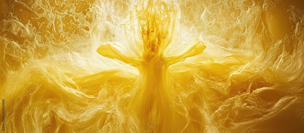 Poster vibrant yellow daffodil flower silhouette surrounded by dynamic splash of liquid creating an enchant