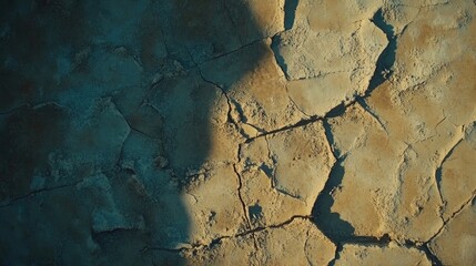 Fototapeta premium Textured cracked and weathered concrete floor with visible fissures and earthy tones, highlighting aging and surface details, abstract, industrial, grunge, rustic.