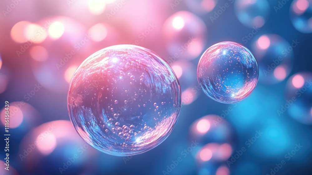 Poster colorful abstract background featuring vibrant air bubbles floating in a dreamy soft-focus atmospher