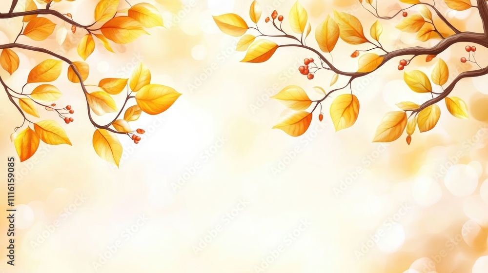 Aufkleber aesthetic autumn background with blurred yellow leaves and soft bokeh effect capturing the essence o