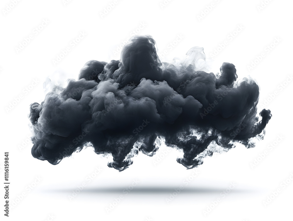 Aufkleber dynamic black smoke cloud formation isolated background atmospheric element minimalist design abstra