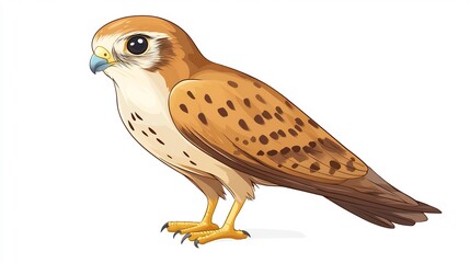 Illustration of a Common Kestrel, a Small Falcon with Brown and Orange Plumage