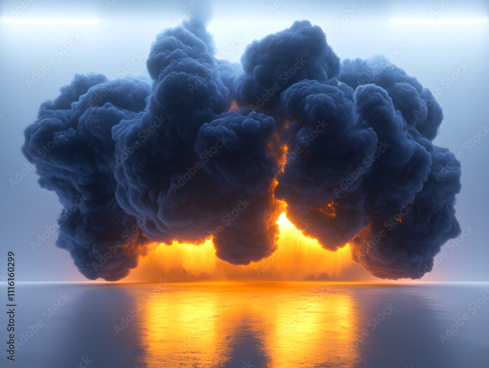Poster dramatic explosion event abstract setting digital art surreal environment close-up view dynamic ener