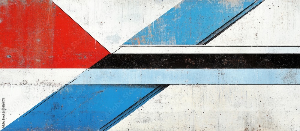 Aufkleber Geometric abstract design featuring vibrant colors symbolizing unity and pride set against a textured concrete background for artistic expression.