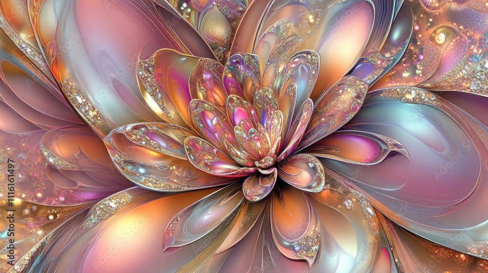 Aufkleber vibrant abstract floral design with intricate details and luminous colors creating a stunning visual