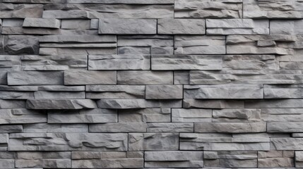 Fototapeta premium Close up of a textured stacked gray brick wall suitable for backgrounds and architectural design concepts.