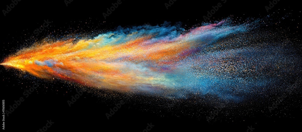 Aufkleber vibrant abstract explosion of colorful powder and particles against a black background depicting dyn