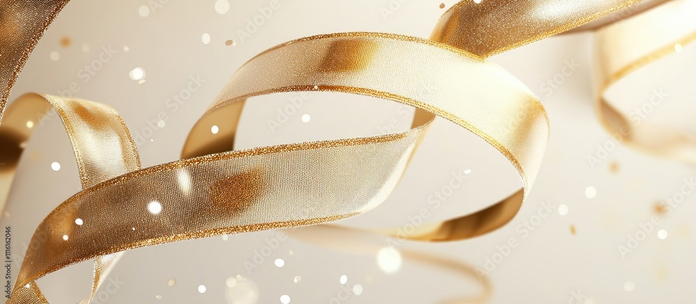Aufkleber elegant gold ribbon with sparkling effects on a soft background perfect for holiday or celebration c