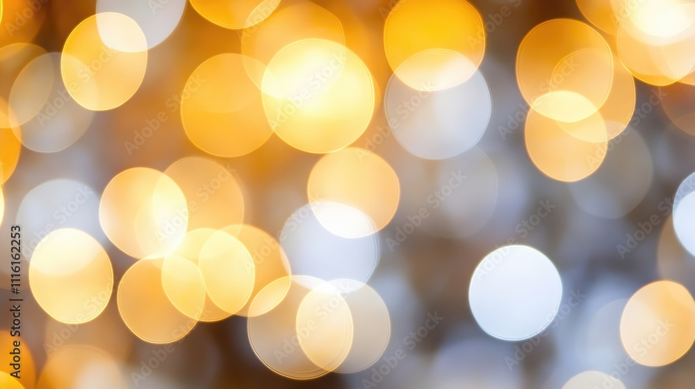 Aufkleber warm golden bokeh abstract background with bright circular lights creating a dreamy festive atmosphe