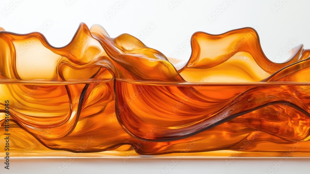 Poster translucent waves of vibrant orange dye flowing gracefully in water, creating an abstract artistic d
