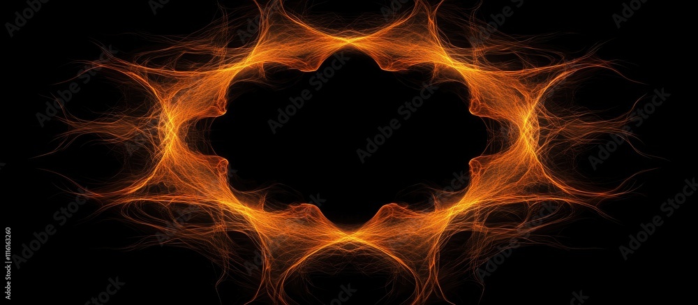 Leinwandbilder Flame pattern of Christmas sparkler firework glow creating dynamic abstract shapes on a solid black background
