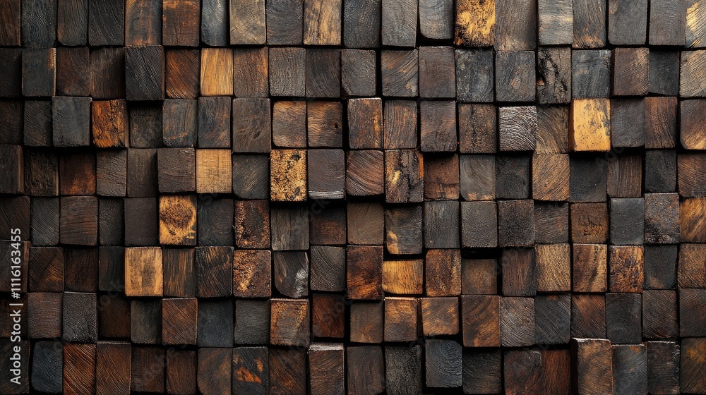 Poster textured background of stacked wooden blocks in various shades showcasing natural grain patterns and