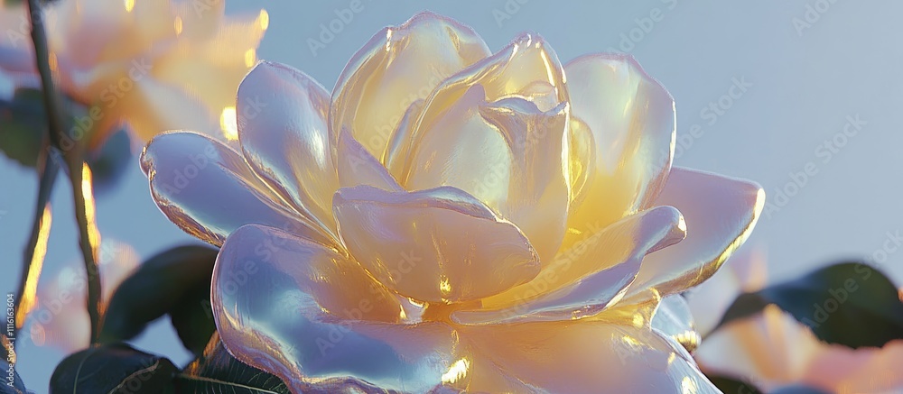 Poster transparent rose with translucent slime effect showcasing soft pastel colors and ethereal glow again