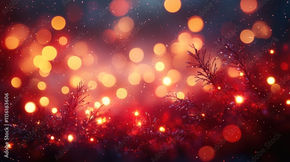 Aufkleber abstract festive background with red and yellow bokeh lights creating a cozy and warm atmosphere for