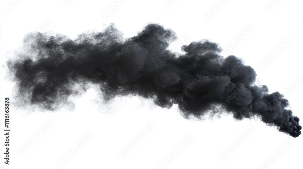 Poster black smoke swirling against a stark white background creating a dramatic visual contrast for creati