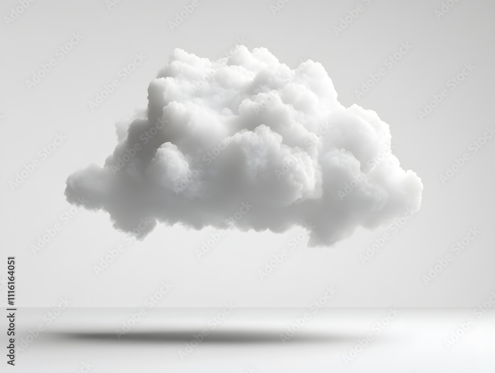 Poster floating cloud display in minimalist studio digital art calm atmosphere perspective view nature conc