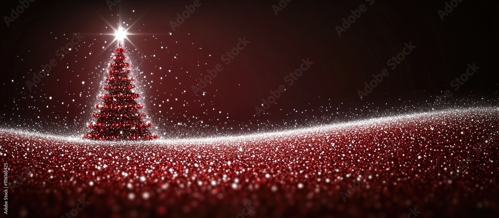 Poster elegant christmas tree with sparkling decorations and a festive red background creating a warm holid