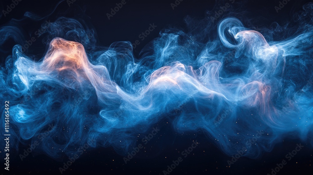 Aufkleber elegant swirling blue smoke on a dark background creating an abstract and mystical atmosphere suitab