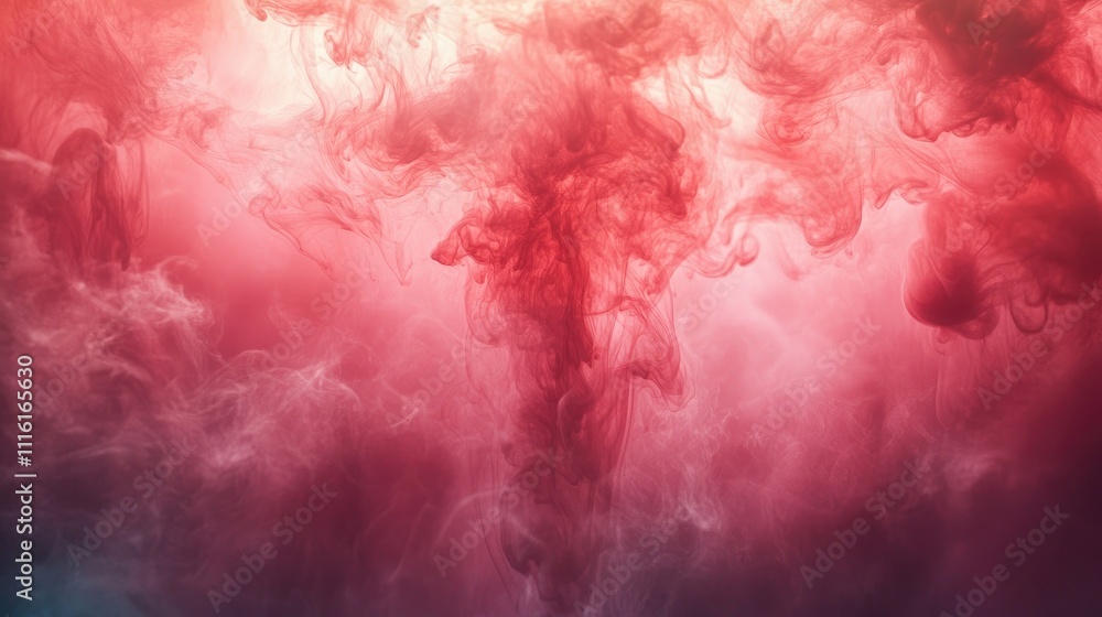 Aufkleber crimson smoke flowing abstract art with swirling patterns and ethereal colors in atmospheric backgro