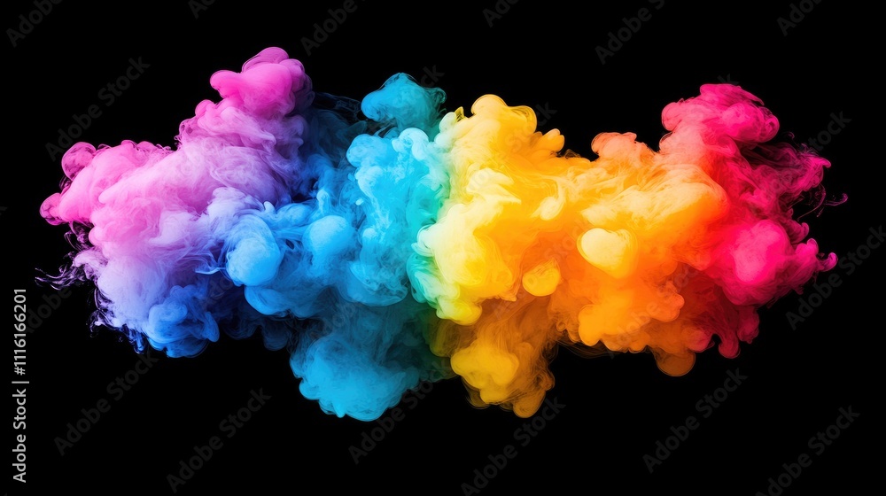 Poster colorful abstract vape smoke swirling against a black background creating a vibrant and artistic vis