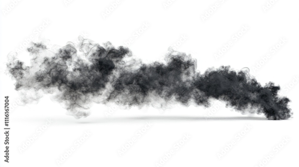Aufkleber Black swirling smoke abstract illustration on white background creating an artistic and dramatic visual effect for various design projects