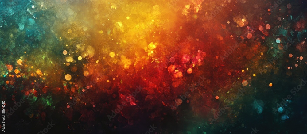 Poster Colorful bokeh texture with an abstract blurred background showcasing vibrant multicolored lights in a dreamy, atmospheric setting