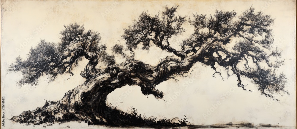 Leinwandbilder aged cedar tree illustrating intricate textures and forms in a timeless natural landscape setting
