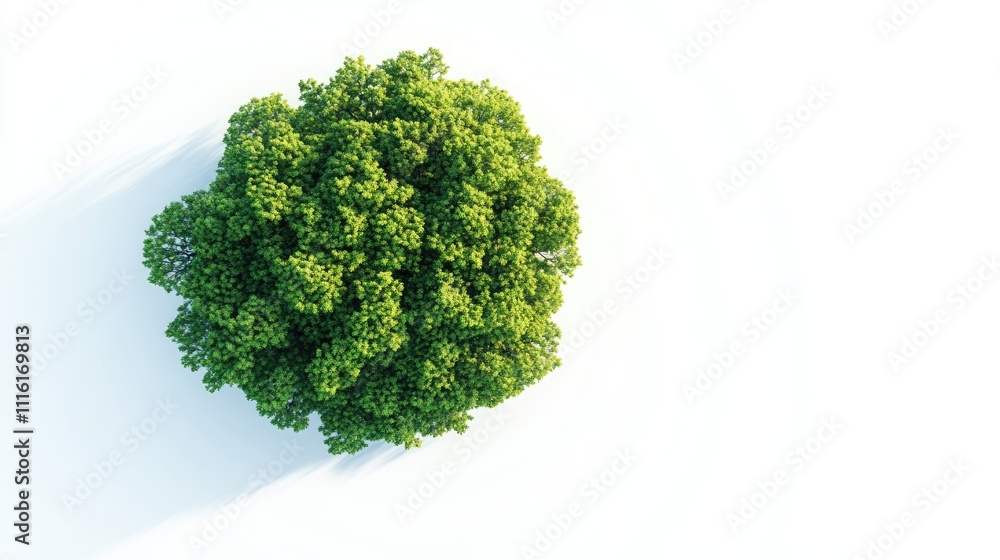 Poster aerial view of a lush green tree isolated on a white background perfect for color floor plans symbol