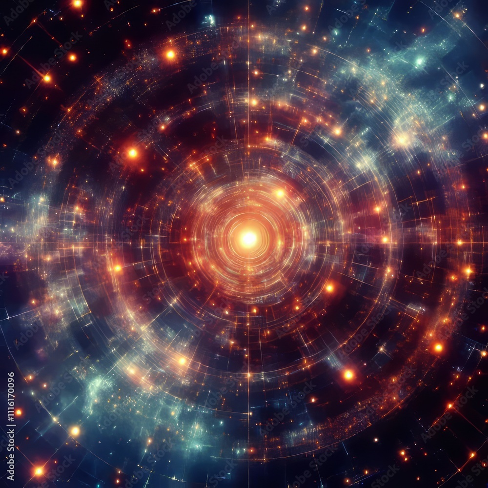 Poster digital starfield code forms a dense starfield vast and expansiv
