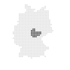 Bundesland Th&uuml;ringen markiert auf grauer Karte von Deutschland