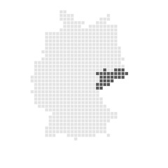 Bundesland Sachsen markiert auf grauer Karte von Deutschland