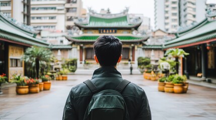 Naklejka premium Exploring the Ancient Traditions of a Bustling Metropolis