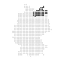 Obraz premium Bundesland Mecklenburg-Vorpommern markiert auf grauer Karte von Deutschland