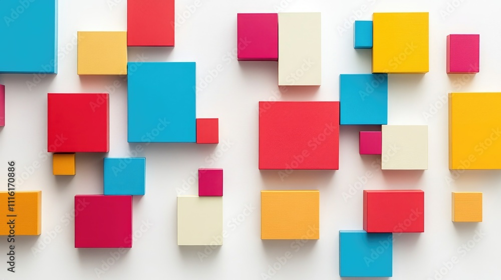 Aufkleber colorful abstract arrangement of plastic building blocks on a white background featuring geometric s