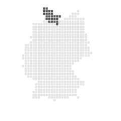 Fototapeta premium Bundesland Schleswig-Holstein markiert auf grauer Karte von Deutschland