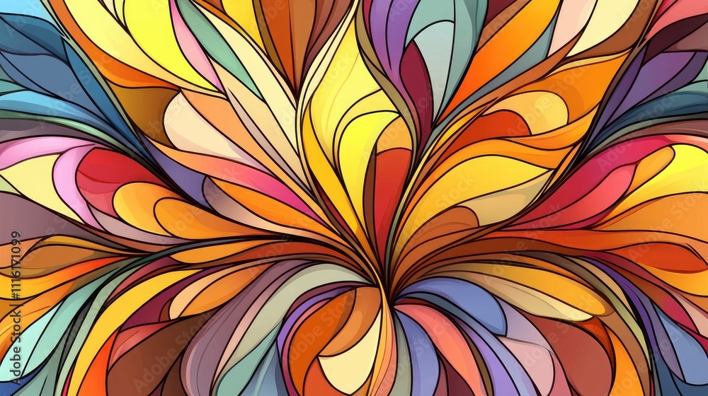 Aufkleber vibrant abstract pattern showcasing a dynamic blend of colors in swirling organic shapes for artisti
