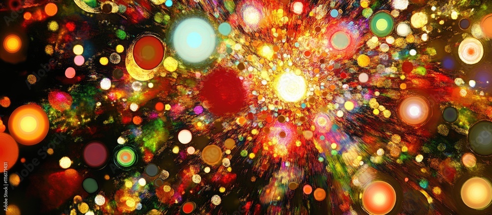 Poster vibrant fireworks display illuminating the night city with colorful lights creating an explosive cel