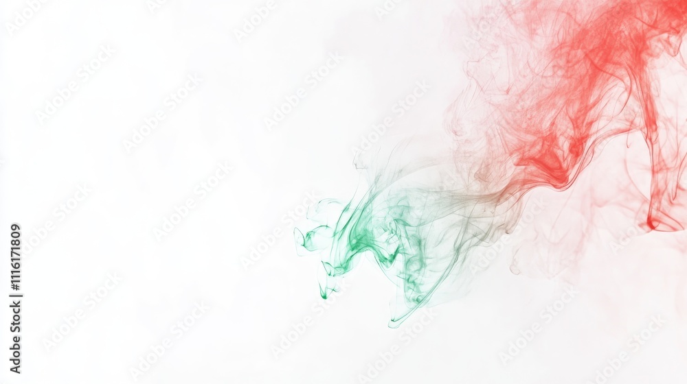 Poster abstract colorful smoke in red green and brown swirling on a clean white background artistic design 