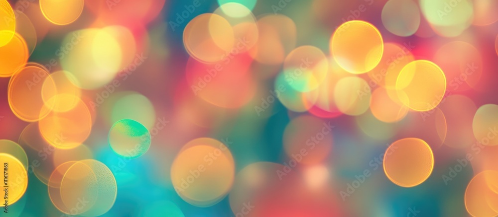 Poster christmas lights bokeh background with colorful abstract circles in festive holiday theme