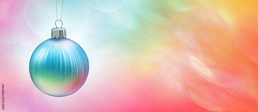 Poster colorful christmas bauble with blurred light background perfect for festive card design showcasing a