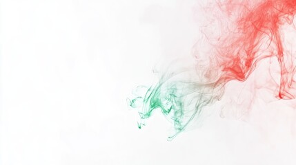 Fototapeta premium Abstract colorful smoke in red green and brown swirling on a clean white background artistic design for creative projects and presentations
